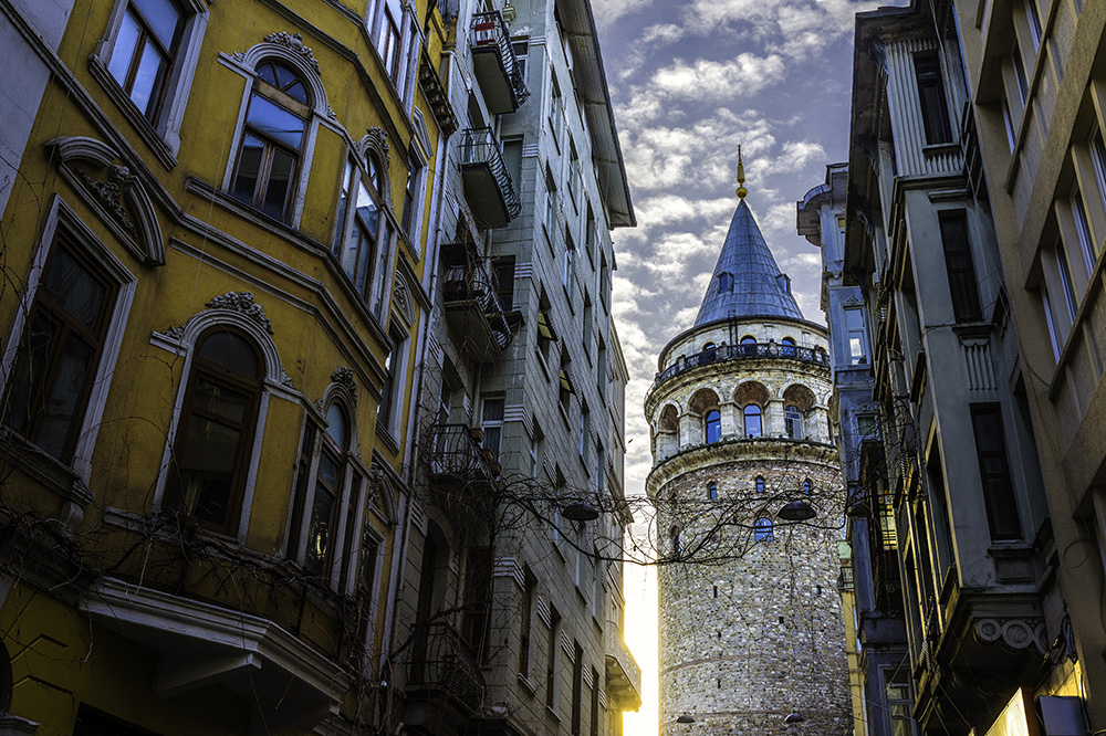 Galata Tower at sunrise in Istanbul