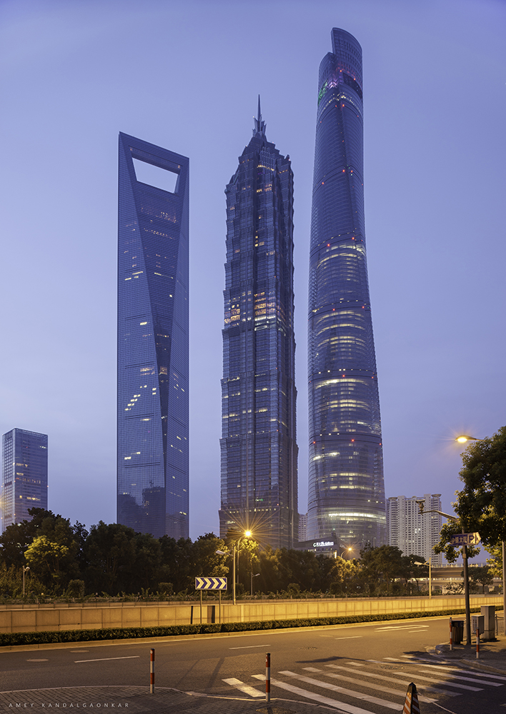 Shanghai skyscrapers at sunrise